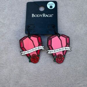 Body Rage Pink Gemstone Earrings with Rose Accent